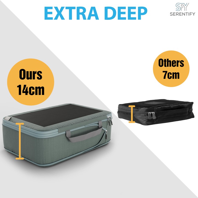 Serentify Extra Deep Compression Packing Cubes for Suitcases - 6PCS