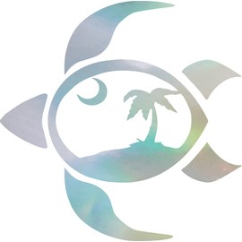 NBFU Tropical Palm Trees Sea Turtle 1 (Hologram) (Set Of 2) Premium Waterproof Vinyl Decal Stickers For Laptop Phone Accessory Helmet Car Window Bumper Mug Tuber Cup Door Wall Decoration