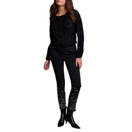 Tribal Women's Audrey Pull-On Slim Leg Pants with Gemstone Details, Black Diamond