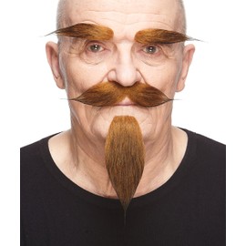 Mustaches Self Adhesive Fake Mustache Beard and Eyebrows, Novelty, Hairy Russian False Facial Hair, Costume Accessory for Adults, Ginger Color