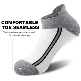 Gonii White Mens Running Athletic Ankle Socks - Thick Cushioned Low Cut Socks 5 Pairs