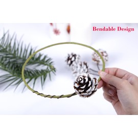 Lescli 24 Pack Natural Snow Pine Cone Picks with 8 Inch Bendable Floral Picks for Christmas Tree Decoration, Front Door Wreaths, Candle Rings, DIY Crafts, Holiday, Wedding, Party, Home Decor