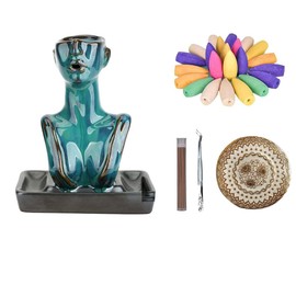 KOPIRA Quemador de Incienso de Reflujo, Porte para Incienso de Cerámica con 30 barritas de Incienso y Estera, Adorno de Aromaterapia para Yoga, Masaje, Decoración del Hogar