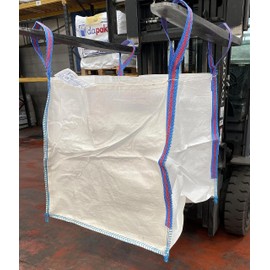 1x FIBC Bulk Bag - One Tonne Builders Bag - Heavy Duty Garden Waste Bag Extra Large - Premium Grade Dumpy Bag with 4 Lifting Handles and Safety Certificate