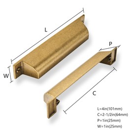 ZAUYX 2 Pack 2-1/2 Inch Center to Center Antique Brass Cabinet Cup Pulls Vintage Drawer Pulls Kitchen Hardware Aged Bronze Channing Cup Pulls Drawer Handles Knobs 2.5 inch Hole Center