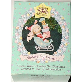 1992 Precious Moments, Holiday Expressions, "Guess Who's Coming For Christmas" Ornament # 831220