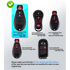 Remote2program Car Key Remote Keyless Entry Self Programmable Remote Control Replacement for 2008-2012 Dodge Ram 1500 2500 3500 Challenger Grand Caravan (3BTN Fobik Key/IYZ-C01C)