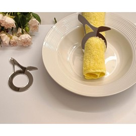 Set of 12 High Heel Napkin Ring,Rustic Table Place Serving Decoration for Tea Party,Bridal Shower,Mother's Day Lunch,Party Decorations (Silver Mirror)