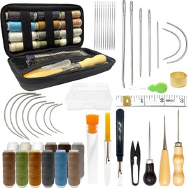 KELAV Sewing Kit with Sewing Accessories, Travel Leather Sewing Set, 48-Piece High Performance Sewing Set with Sewing Needles, Sewing Thread for Repairs, Complete Sewing Kit for Beginners, Travelers