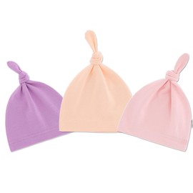 AIDIER 3PCS Cotton Newborn Baby Hat Baby Knot Hat for Boys Girls 0-12 Months Infant Soft Stretchy Hats Breathable Warm Cap for Baby Boys Girls Unisex Infant Daily Wear Winter Accessories