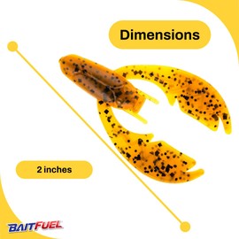 BAITFUEL Tiny PACA Chunk Creature Bait Infused with Supercharged X55 Formula Gel | 2-Inch, Alabama Craw