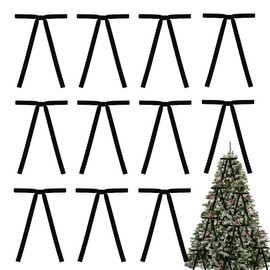 ZJHiome 12Pcs Velvet Christmas Tree Bows 5 * 7 inch Rustic Crafts Gift Bows Vintage Velvet Ribbon Wreath Bows for XMAS Home Shop Indoor Outdoor Decor(Black)