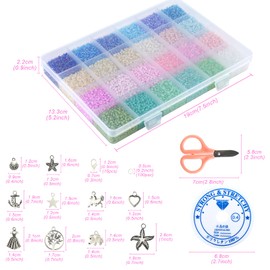 Naler 24000 Cuentas de Colores 2mm Mini Cuentas y Abalorios Cristal para DIY Pulseras Collares Bisutería (24 Colores, Color Claro)
