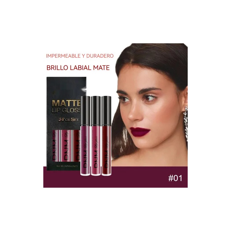 Kit Lápiz Labial Líquido Mate De Larga Impermeabl Y Duración