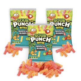 SOUR PUNCH Tropical Candy, 5 oz - Chewy, Mouthwatering Tropical-Flavored Sour Candy - Fat-Free, Low Sodium Treat for Kids & Adults - Perfect for Convenience Stores, Mini-Marts, Movie Nights & More!
