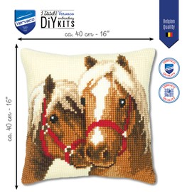 VERVACO Kit Cuscino Punto Croce Amicizia del Cavallo Set Ricamo Principianti Cuscini Gobelin Decorativi ca. 40 x 40 cm Accessori per Lavoretti Creativi DIY Casa Decor Hobby Adulti Cross Stitch