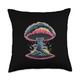 Vibrant Explosive Mushroom Cloud Throw Pillow