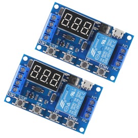 ACEIRMC 2pcs DC 6-30V Timer Relay Programmable Delay Relay Module Cycle Timer with LCD Display / 5V Micro USB, Smart Home Controller (2pcs)