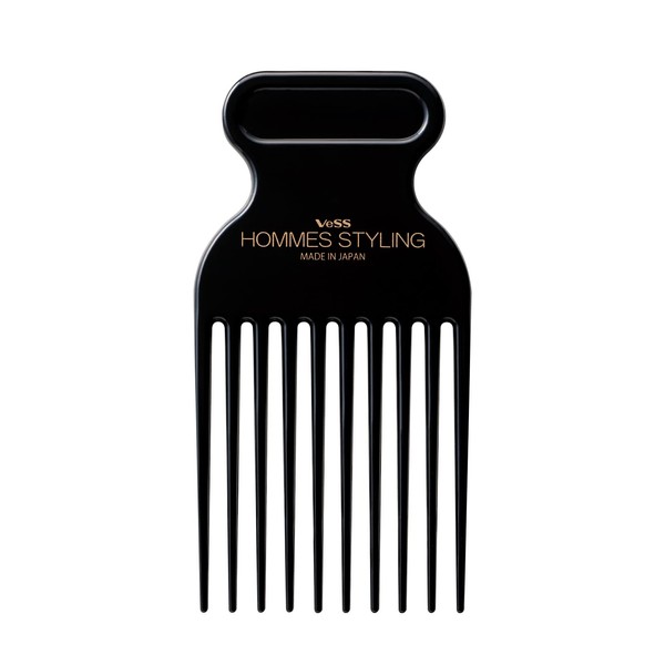 Bess VES [Made in Japan] Mesh Comb Comb for Men Coarse Pomade Barber Style (Black Afro)