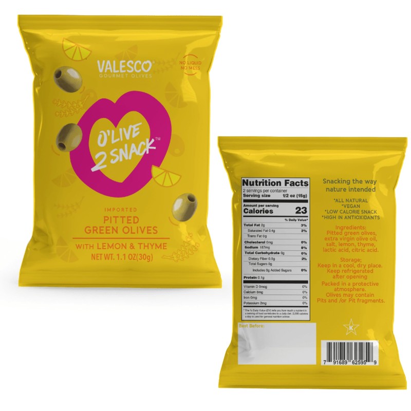 Valesco, O'Live 2 Snack Pitted Olives Variety Pack, 6 Flavors,