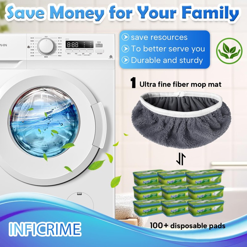 INFICRIME 6 Pack Reusable Microfiber Mop Pads Compatible with Swiffer