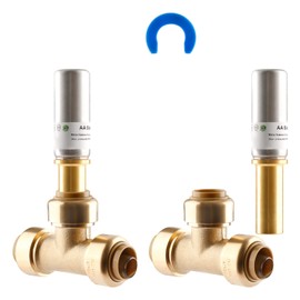 AquaNeurk 2Pcs Stainless Steel Water Hammer Arrestor, 1/2 Inch Push-Fit Tee Hammer Arrestor With Disconnect Clip, Push-to-Connect Fittings for Pex Pipe, Copper, CPVC