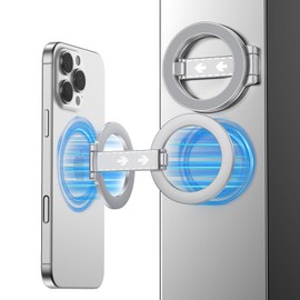 ChrisPow MagSafe Smartphone Ring, Double-Sided Magnet, Super Magnetic Force, Foldable, 360° Rotation, Horizontal/Vertical + Angle Adjustment, Kitchen, Refrigerator, Gym, Wall Mounted, Mobile Ring,