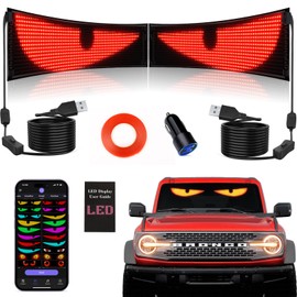 Rayhome 2PCS Synchronized Devil Eyes Light, 15''x4'' Full Color Big Eye Flex Signs for Windshield, Programmable LED Display for Car, Scrolling Led Light Sign for Car Window