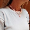 Choker Necklace with Balls and Pendant Drop of Light Pink