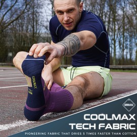 Rahhint Coolmax 3 Pack Compression Running Socks Crew Hiking Socks Anti-Blister Moisture Wicking, Socks for Men & Women