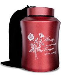 AODIYA Urnas De Cremación Grandes Para Cenizas Humanas Adultas, Urna Decorativa De Hasta 160 Libras Con Diseño De Flores Para Cenizas Masculinas Femeninas Con Bolsa De Terciopelo (Rosa De Amor) Grande 160