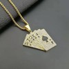 MayiaHey Poker Pendant, Sparkling Poker Card Necklace for Men, Golden