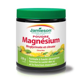 Jamieson Magnesium Bisglycinate Plus Citrate Powder - Lemon Lime Flavour Drink Mix , 228.0 g (Pack of 1)