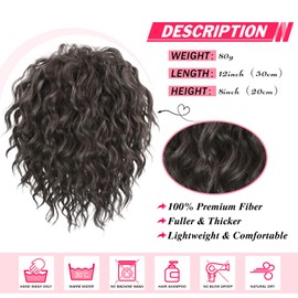 Adancyler Messy Bun Hair Piece Yaki Textured Sweet Loose Wavy Curly Hair Bun Short Drawstring Ponytail Extensions Hair Toppers Synthetic Hairpieces Pony Tails Hair Extensions for Women(Black Brown)