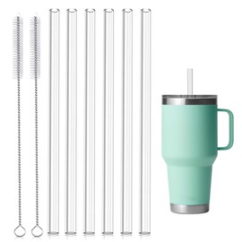 Straws for YETI 25 oz 26 oz 35 oz Straw Mug Clear Drinking Straws for YETI Tritan Clear Drinking Straws 6pcs Straws with 2 Brushes