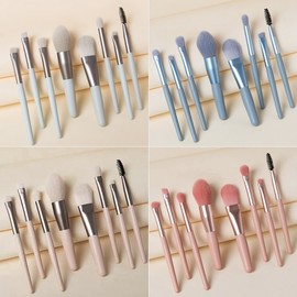 Mini 8-Piece Makeup Brush Set, Portable Multi-Use Mini 8-Piece Brush Set Pink 3ea