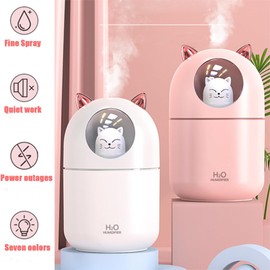 YIMIKE - Humidificador portátil pequeño, 300 ml, mini humidificador de niebla fría con luz nocturna, humidificador personal USB, apagado automático, ultra silencioso, 2 modos de pulverización,
