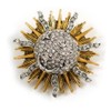 Crystal Sun/Moon/Star Brooch in Gold/Silver Tone - 40mm D