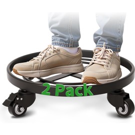 AMAGABELI GARDEN & HOME Plant Caddy with Wheels Heavy Duty 14“ 2 Pack Rolling Plant Stand Plant Dolly Iron Wheeled Lockable Casters Round Pot Mover Rollers Indoor Outdoor Planter Trolley Metal