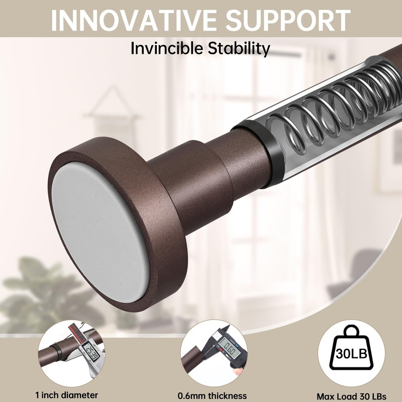BRIOFOX Shower Curtain Rod Adjustable 18-64 Inch, Stainless Steel Spring