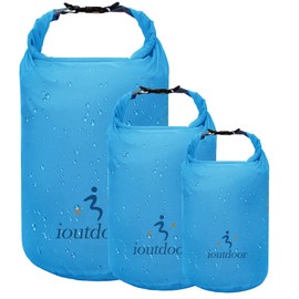 ioutdoor Dry Bag 2L + 5L + 10L Set, Waterproof Bag, Ultra-Light, Abrasion-Resistant, Tear-Resistant, Waterproof Bag, Waterproof Pack Sack for Kayaking, Swimming, Fishing, Camping, Hiking