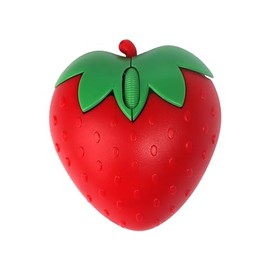 Mouse inalámbrico Bluetooth con forma de fresa 2.4 GHz y Bluetooth 1000 DPI, mouse óptico para computadora con receptor USB para PC, laptop, regalo para niños y adultos (rojo)