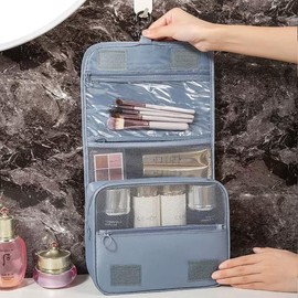 Travel Toiletry Bag Hanging Toiletry Bag Cosmetic Woman Travel Makeup Bag Water Resistant for Toiletries Accessory Bathroom Shower Container Gray