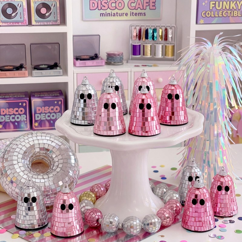 Simgoing 12 Pcs Summer Halloween Disco Ghosts Decor Halloween Ornament