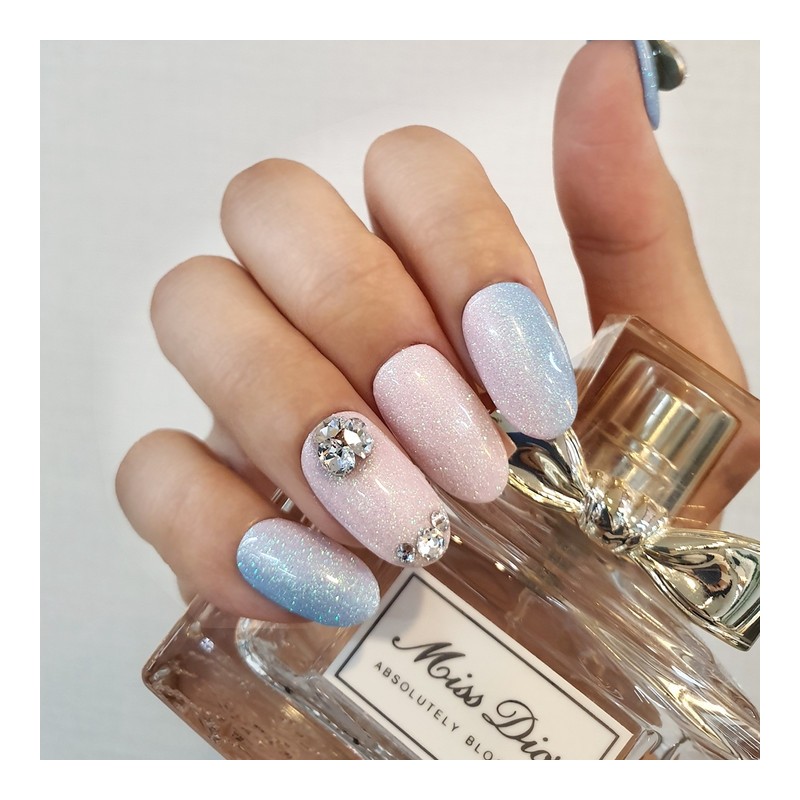 Heartstone Pearl Gras Handmade Nail Tips - Oval / 하트스톤