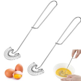Pack of 2 Spiral Whisks, Stainless Steel Whisks, Kitchen Aid for Mixing Ingredients, Stirring and Beating, Ideal for Baking and Cooking, Durable and Dishwasher Safe