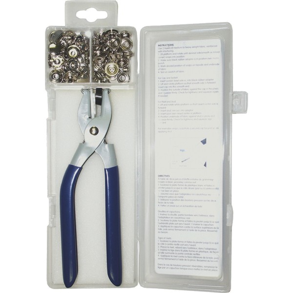 SeaSense Fastener Snap Kit 73 Piece with Tool, Silver/Blue (SS-SMS-5001554)