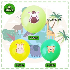 KOBOKO Jungle Decoration Balloons Birthday, Pack of 18 Balloons Animals Forest Decoration, Forest Animals Birthday Decoration Animal Balloons, Animals Balloons Birthday Decoration Forest Animals,