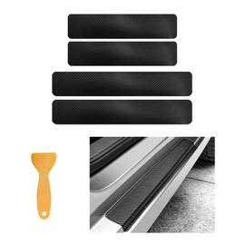 NYTKL 4 PCS Car Door Sill Protector, Carbon Fiber Auto Entry Edge Guard Sill Scuff Plate Cover Strips, Anti-Scratch Threshold Protection Trim for Most Vehicles, Car Accessories (Black, 3D)
