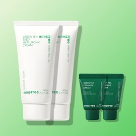 innisfree [더블구성] 이니스프리 그린티 씨드 히알루론산 수분크림 / 진정 보습 속건조 화잘먹 80ml, 2개